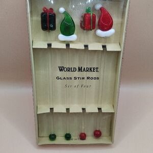 World Market Christmas Glass Stir Rods Set